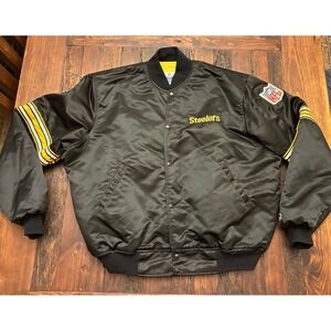 Vintage Steelers Starter Satin Varsity Bomber Jacket, size XXL